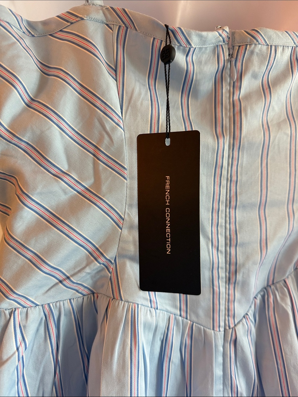 French Connection Light Blue Striped Mini Dress - Picture 3 of 10